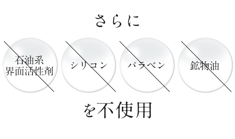 さらに 石油系界面活性剤 シリコン パラベン 鉱物油 を不使用