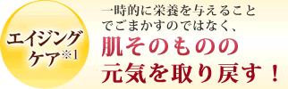エイジングケア。一時的に栄養を与えることでごまかすのではなく、肌そのものの元気を取り戻す！