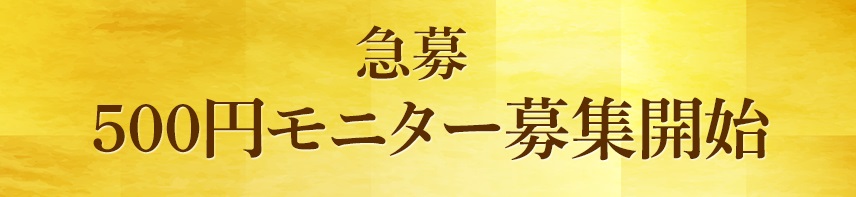 特別キャンペーン！モニター募集中！